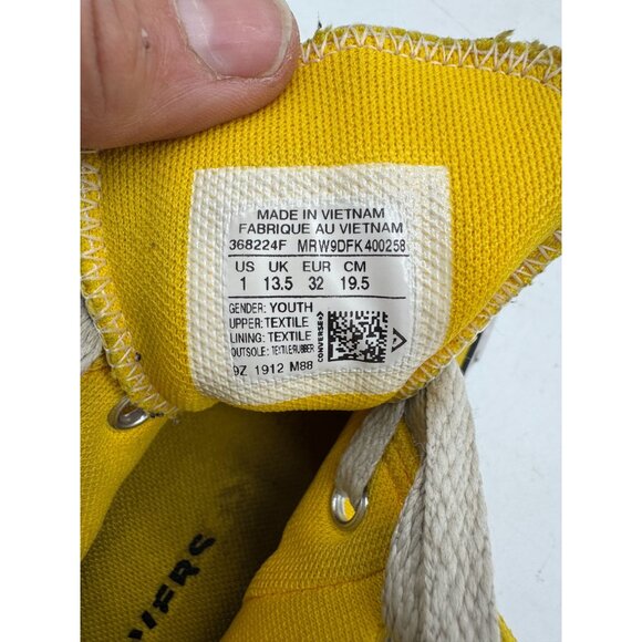 Converse Chuck Taylor All Star High-Top Sneakers Youth Size 1 Yellow Lace Up - Picture 3 of 15